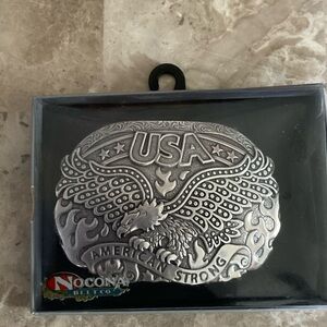 Nocona Silver Eagle USA Belt Buckle 4” x 3”